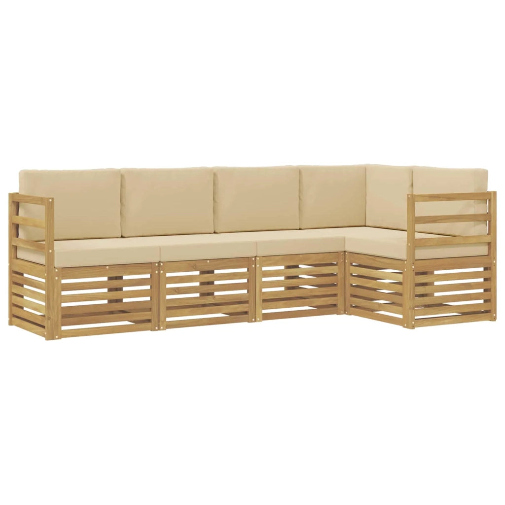 Set di divani da esterno 5 pcs Bianco e Beige