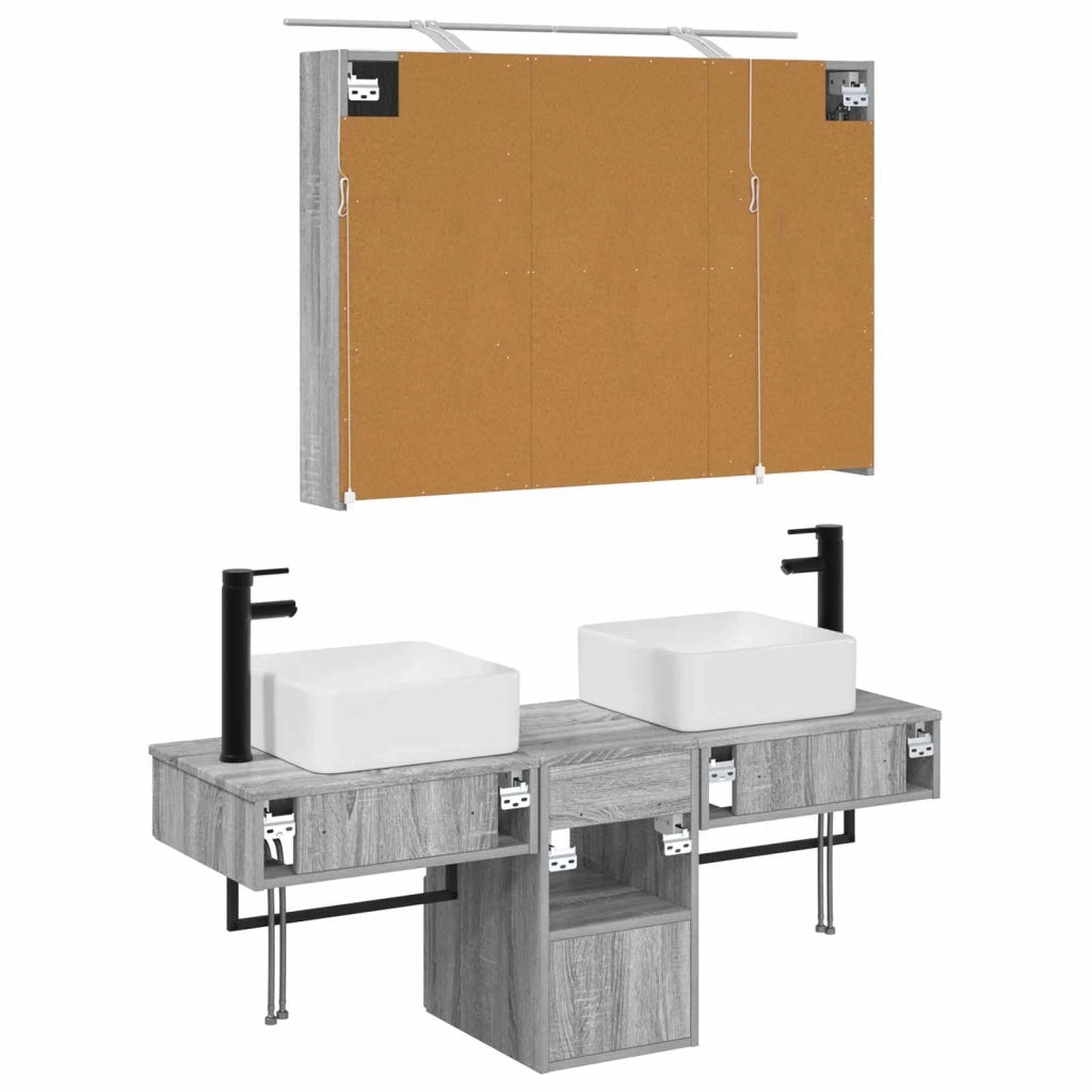 Set di Armadi da Bagno 4 pcs Sonoma grigio 100 x 14,5 x 70 cm 3406300