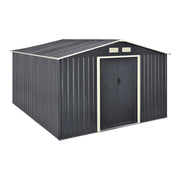 Casetta da giardino 277 x 319 x 192 cm tetto a due falde lamiere zincate grigio scuro 03_0007174