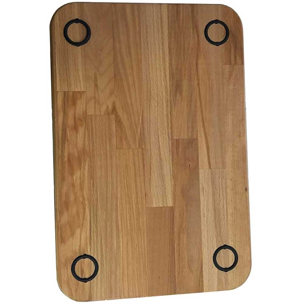 Tagliere Vassoio in Legno di Faggio per Carne con Porta Salse e Piedini 45x30cm