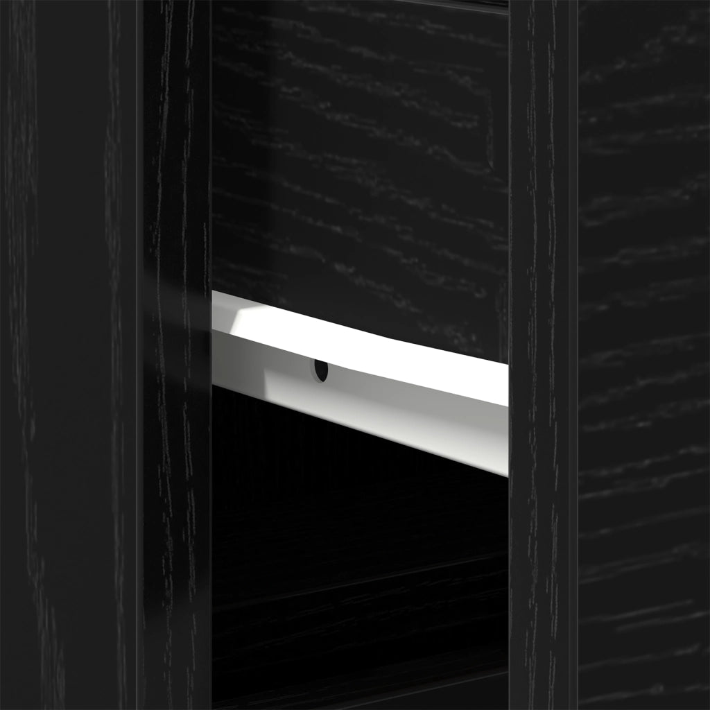Armadietto Lavabo Nero Rovere 65x33x60 cm Legno ingegnerizzato