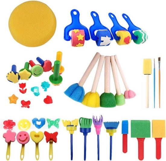 Kit di pennelli per spolvero per bambini - Apprendimento precoce con pennelli per spolvero.