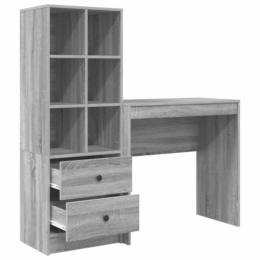 Scrivania con cassetto con lo scaffale 2 pcs Grigio Sonoma 3337318