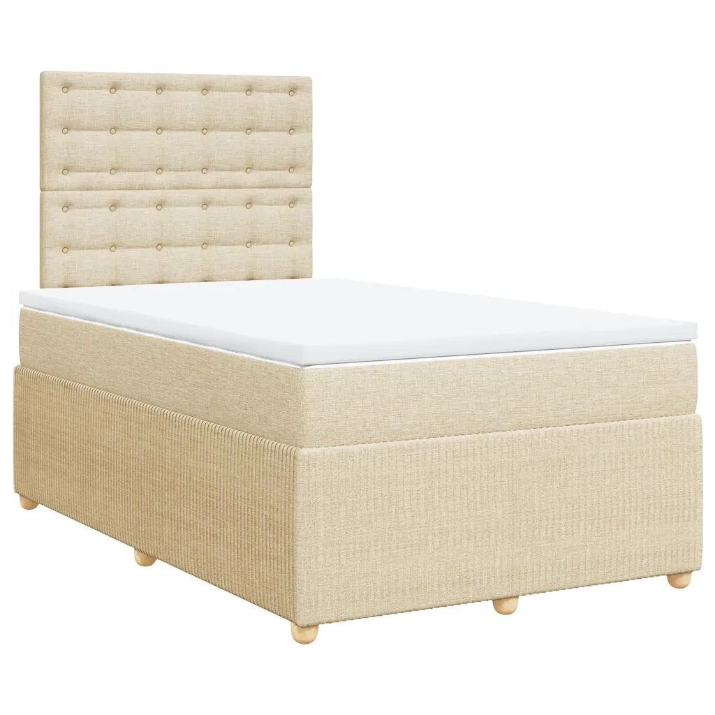Giroletto a Molle con Materasso Crema 120x190 cm in Tessuto 3294314