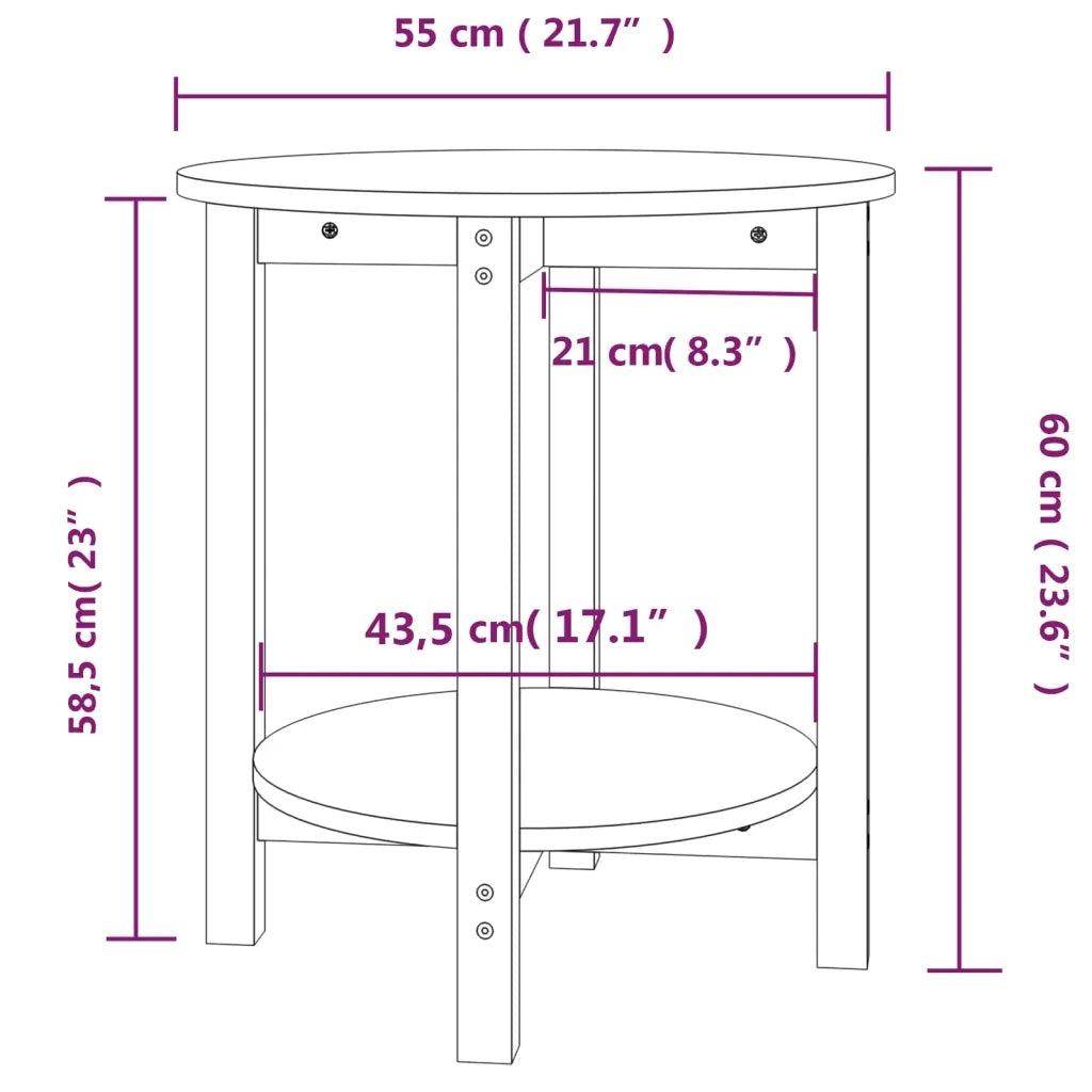 Tavolino da Salotto Nero Ã˜ 55x60 cm in Legno Massello di Pino cod mxl 5564