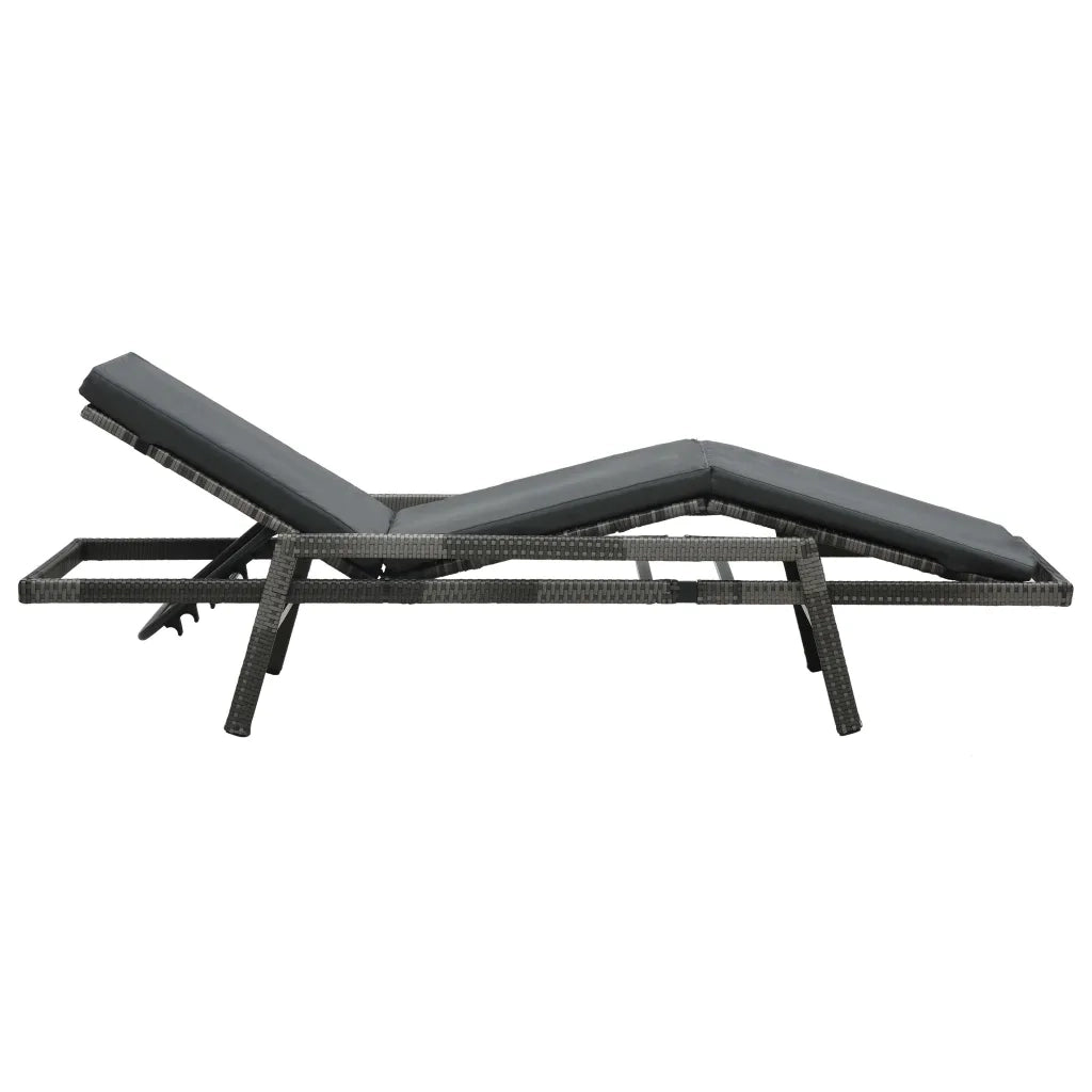 Lettino Prendisole con Cuscino in Polyrattan Grigio cod mxl 26376