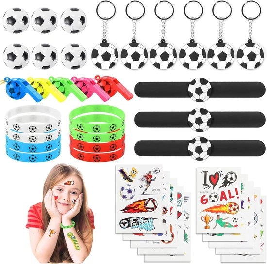 Set di compleanno calcio - 38 palline da calcio, bracciale pieghevole, chiave e altro ancora