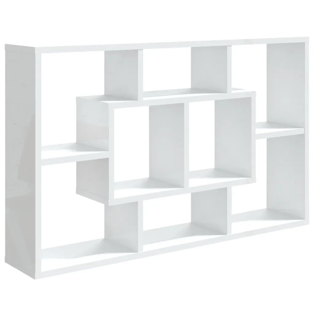 Scaffale Parete Bianco Lucido 85x16x52,5 cm Legno Multistrato 801424
