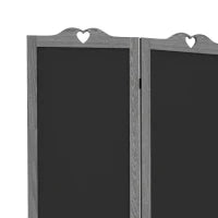 Separè Pieghevole in 4 Pannelli in Legno con Lavagne 162x172 cm Grigio