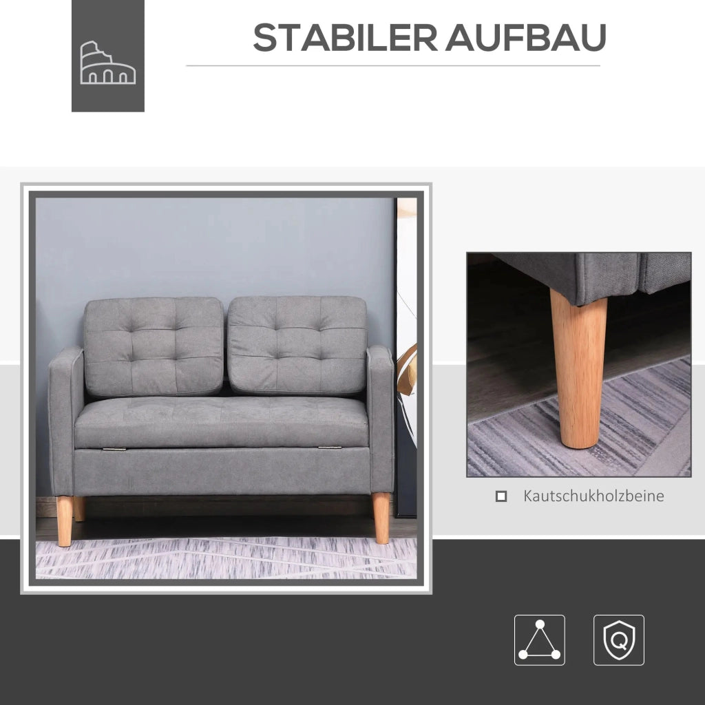DIVANO 2 posti 117x62x78 cm Grigio in Poliestere