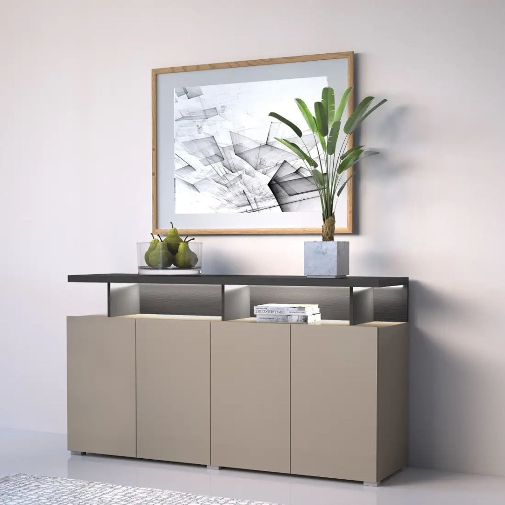 Buffet 4 porte NESS – Finitura Congo – 12 nicchie di stoccaggio – Design essenziale senza LED