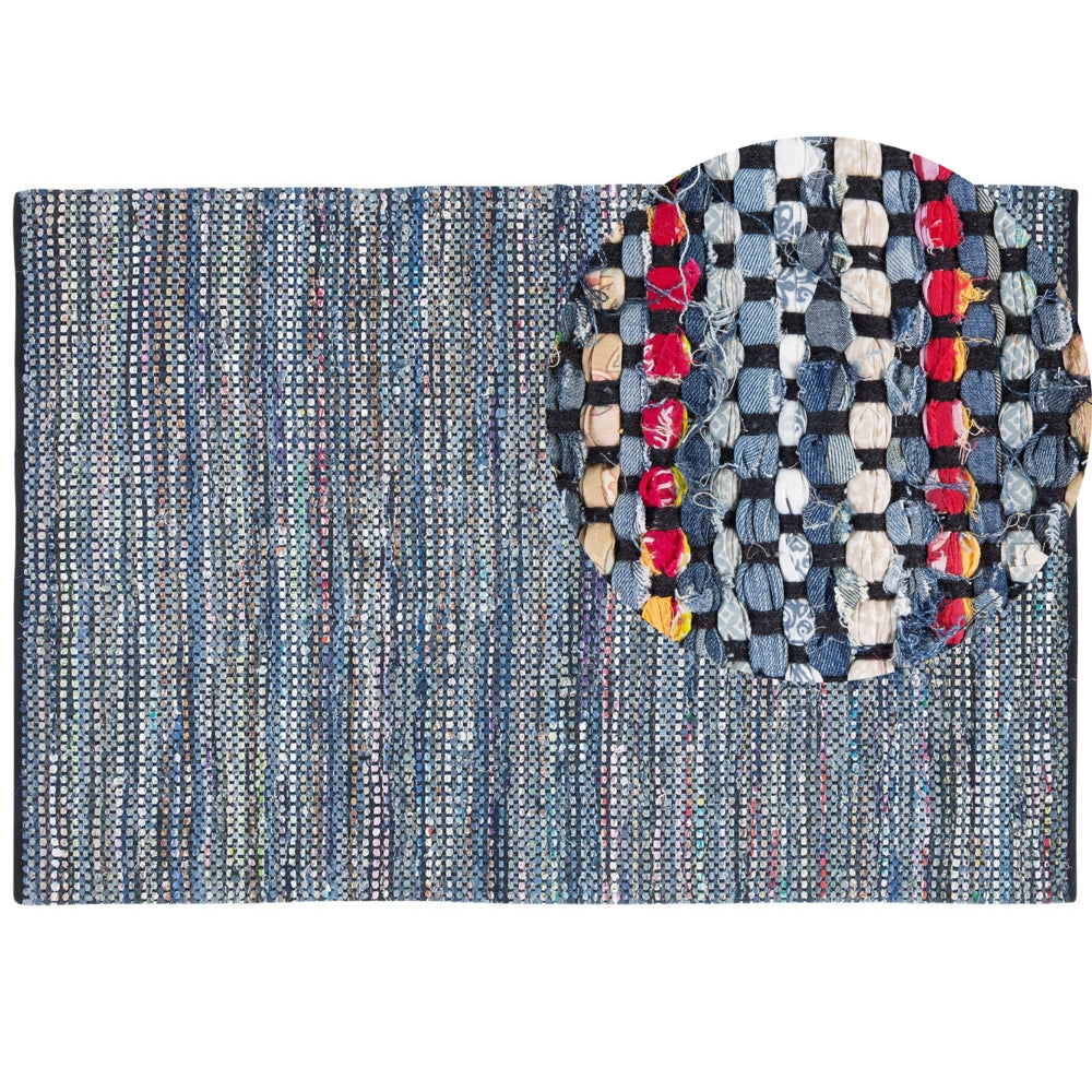 Tappeto tappetino Rag in cotone blu 160 x 230 cm rettangolare intrecciato a mano
