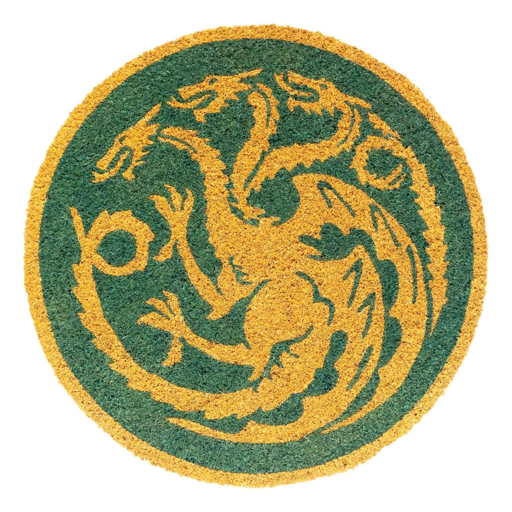 Zerbino Decorativo Rotondo 50cmx50cm Motivo Drago Targaryen Antiscivolo Verde Game of Thrones
