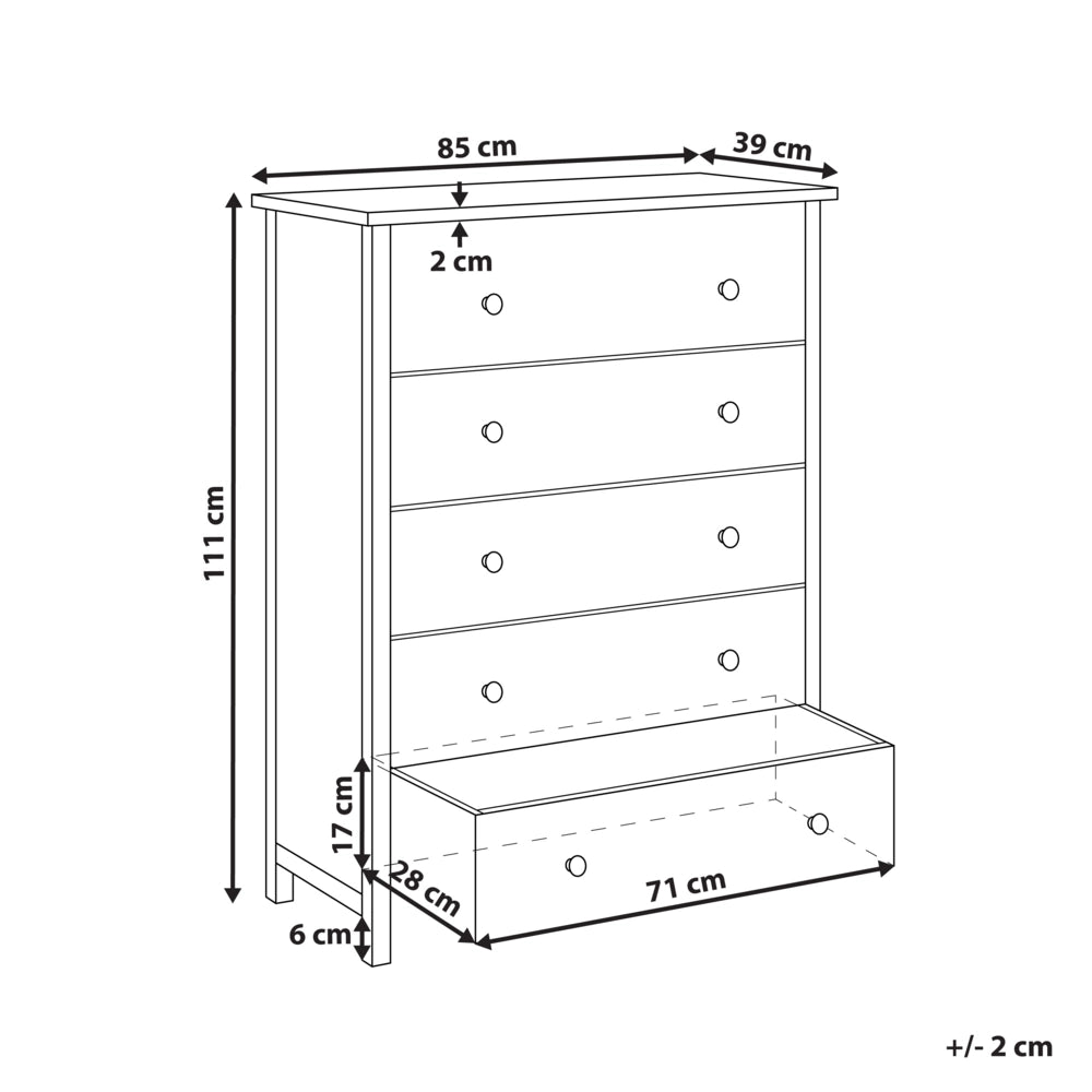 Credenza in legno con cassettiera 5 cassetti legno chiaro stile rustico