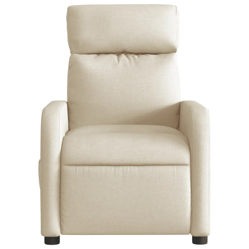 Poltrona Reclinabile Massaggiante | Sedia Relax Elettrica Crema in Tessuto