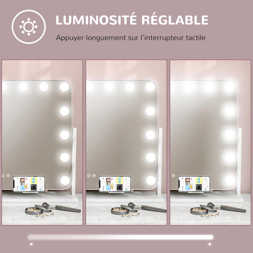 Specchio da trucco LED con ingrandimento ¨C zephmum ¨C 63x50 cm