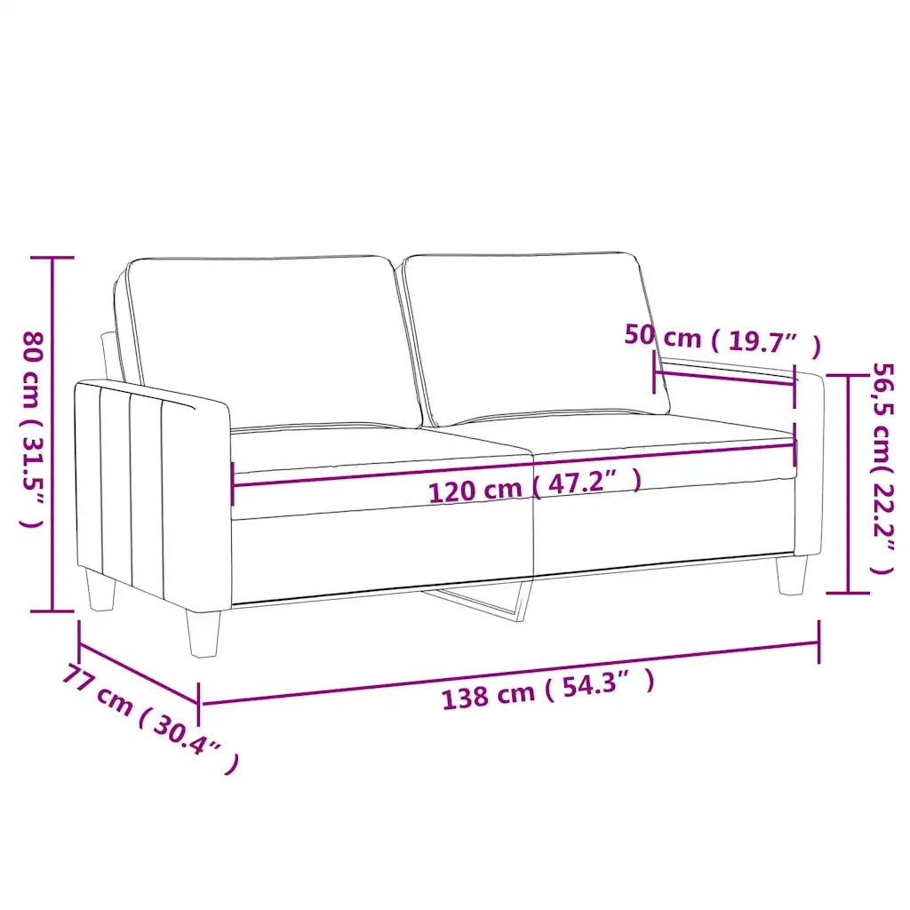 Divano | Divano da soggiorno | Sofa a 2 Posti marrone 120 cm in Velluto