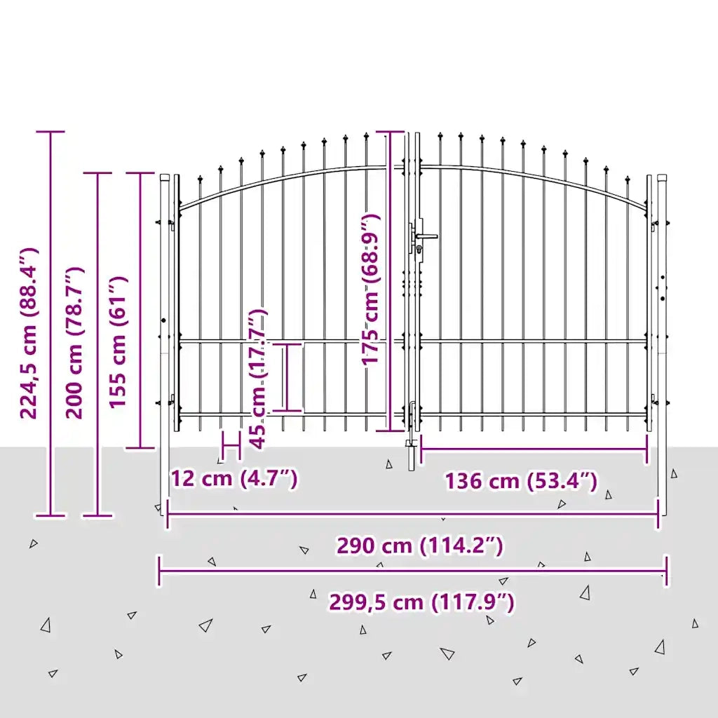 Cancello Doppio Woerden Grigio 299,5 x 224,5 cm Acciaio 42008848