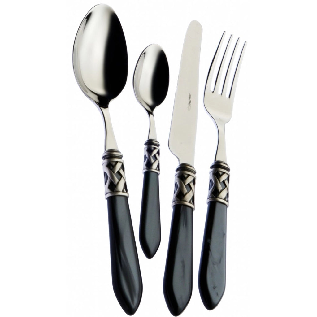 Casa Bugatti Set 75 Posate Aladdin Ghiera Argento Antico Nero