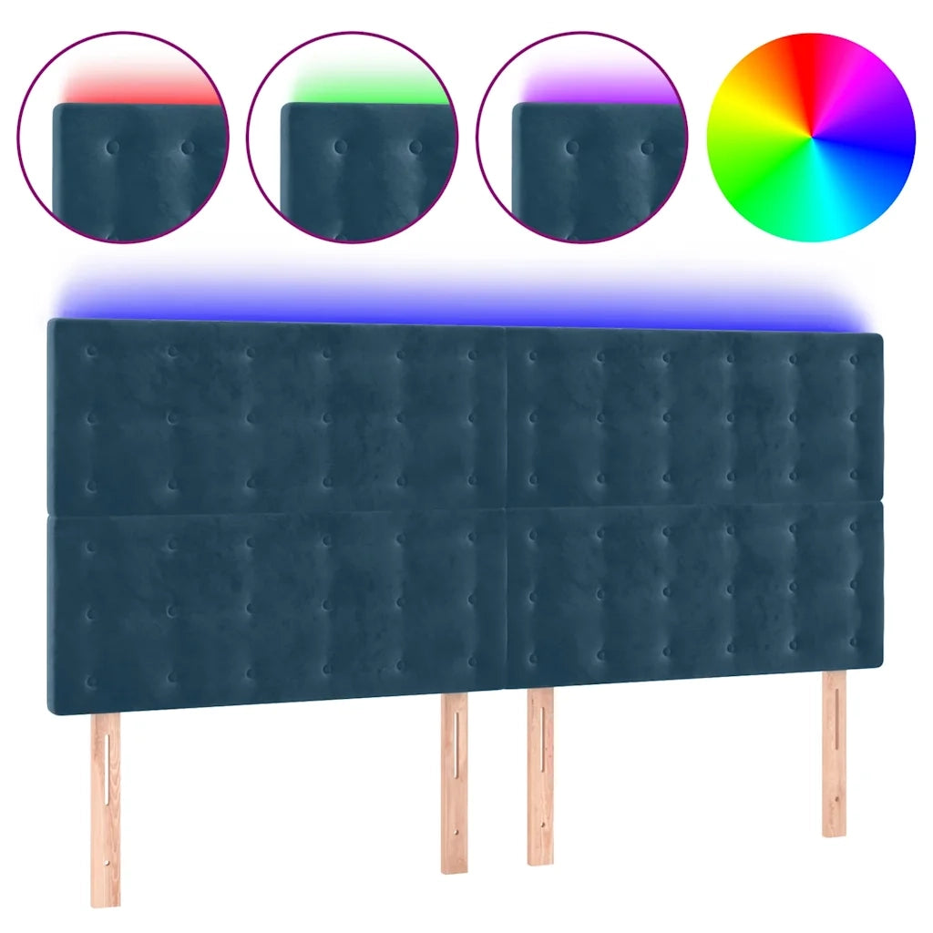 Testiera a LED-Testata con LED Blu Scuro 160x5x118/128 cm in Velluto 471022