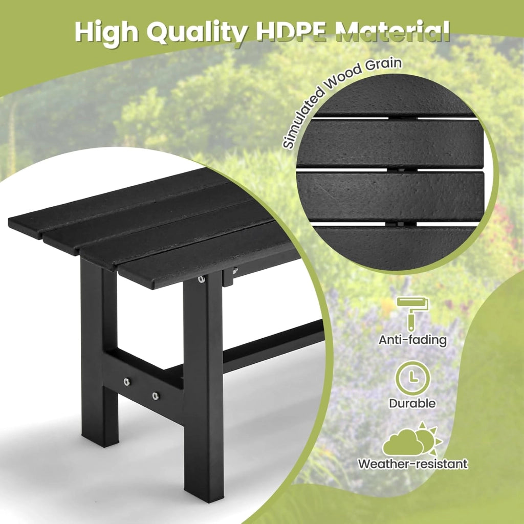 Panchina da Giardino con Sedile a Doghe, Telaio in Metallo e Verniciato a Polvere, Panca a 2 Posti da Giardino per Parco e Esterno, 120x34,5x40 cm (Nero)