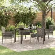 Set Pranzo Giardino 5 Pezzi con Cuscini Grigio Polyrattan
