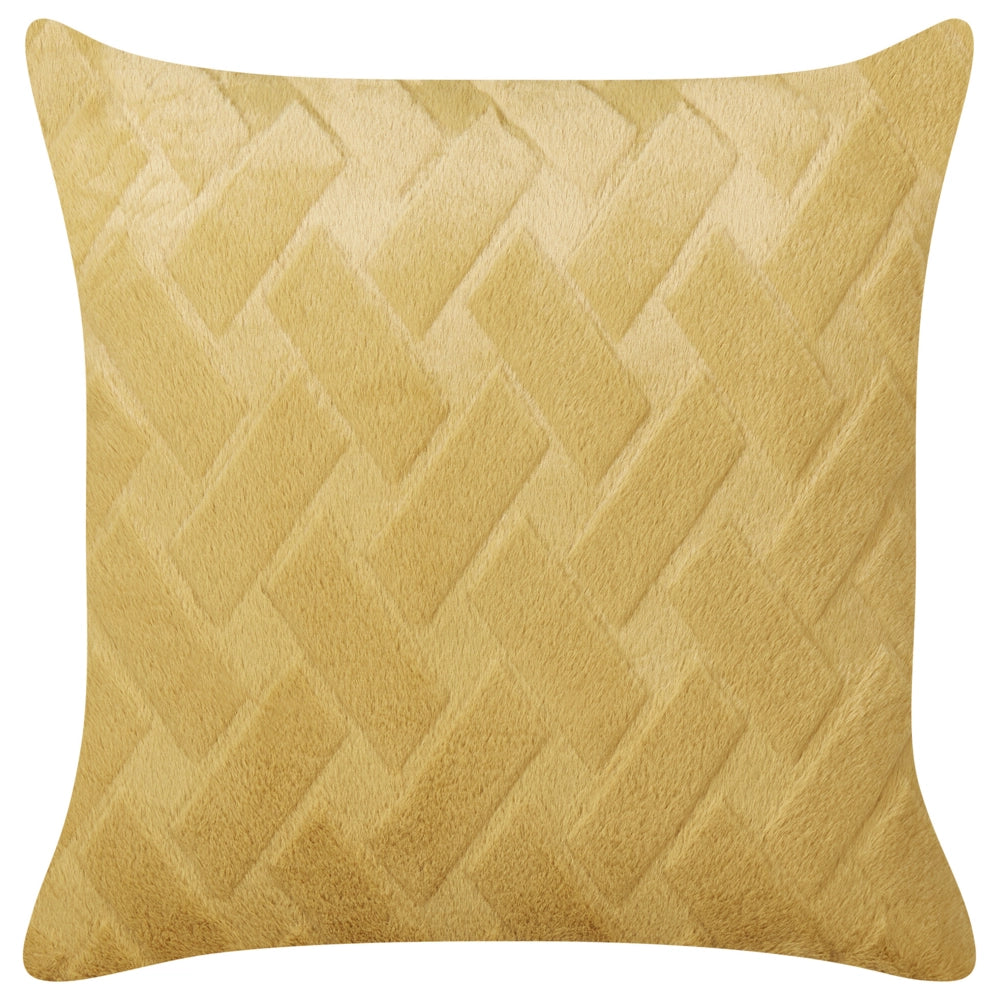Set di 2 cuscini decorativi in pelliccia sintetica gialla 45 x 45 cm accessori d'arredamento motivo in rilievo