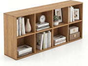 Libreria Basso a 8 Scomparti Aperti, 121,5 X 29 X 61 CM, Scaffale Libreria in legno con Dispositivi Antiribaltamento, Carico 180 KG, Espositore Salvaspazio per Soggiorno, Ufficio