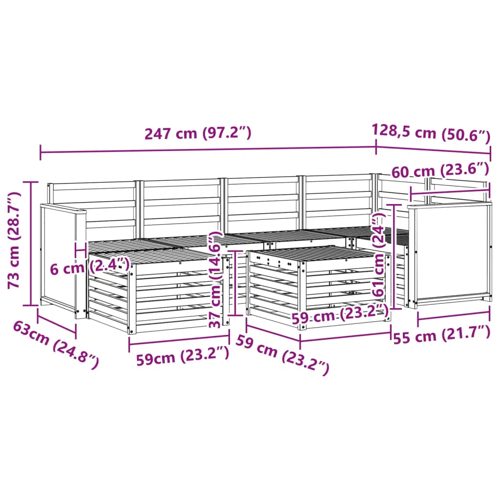 Set divano sezionale 6 pcs Naturale Legno di Acacia Massello 3384580
