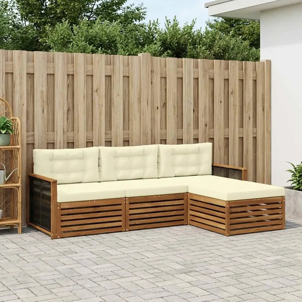 Set di divani da esterno Naturale e Crema 249 x 162,5 x 73 cm