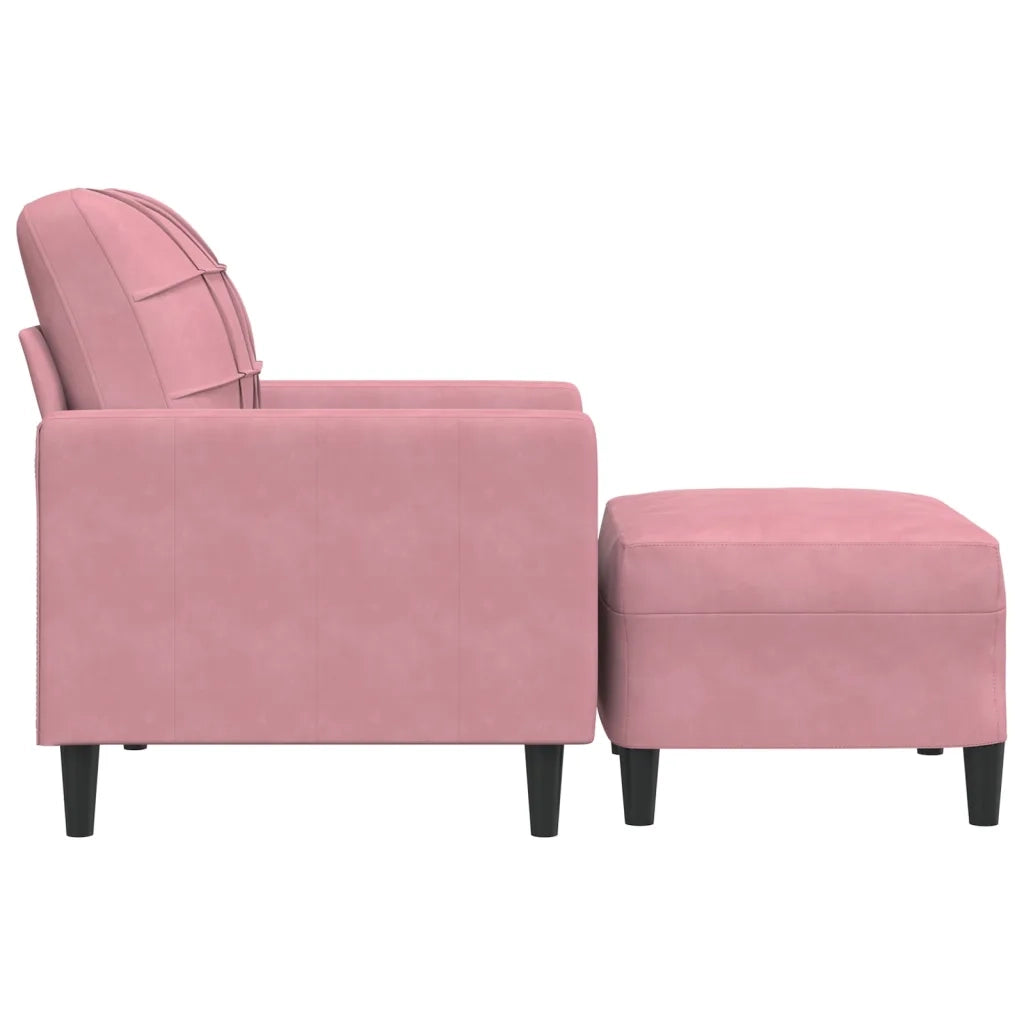 Poltrona con Poggiapiedi Rosa 60 cm Velluto 3278260