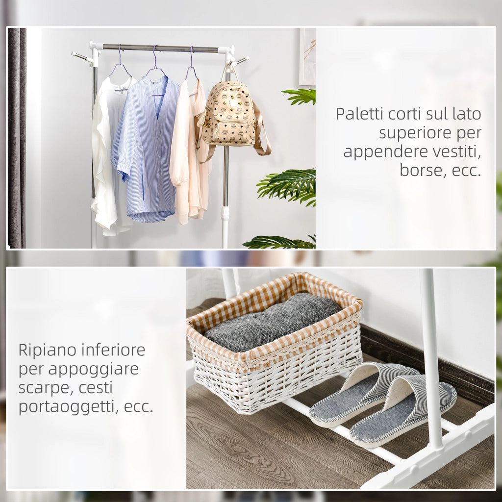 Appendiabiti con Ruote e Ripiano ¨C Zephmum ¨C 68.5x42x87-145 cm