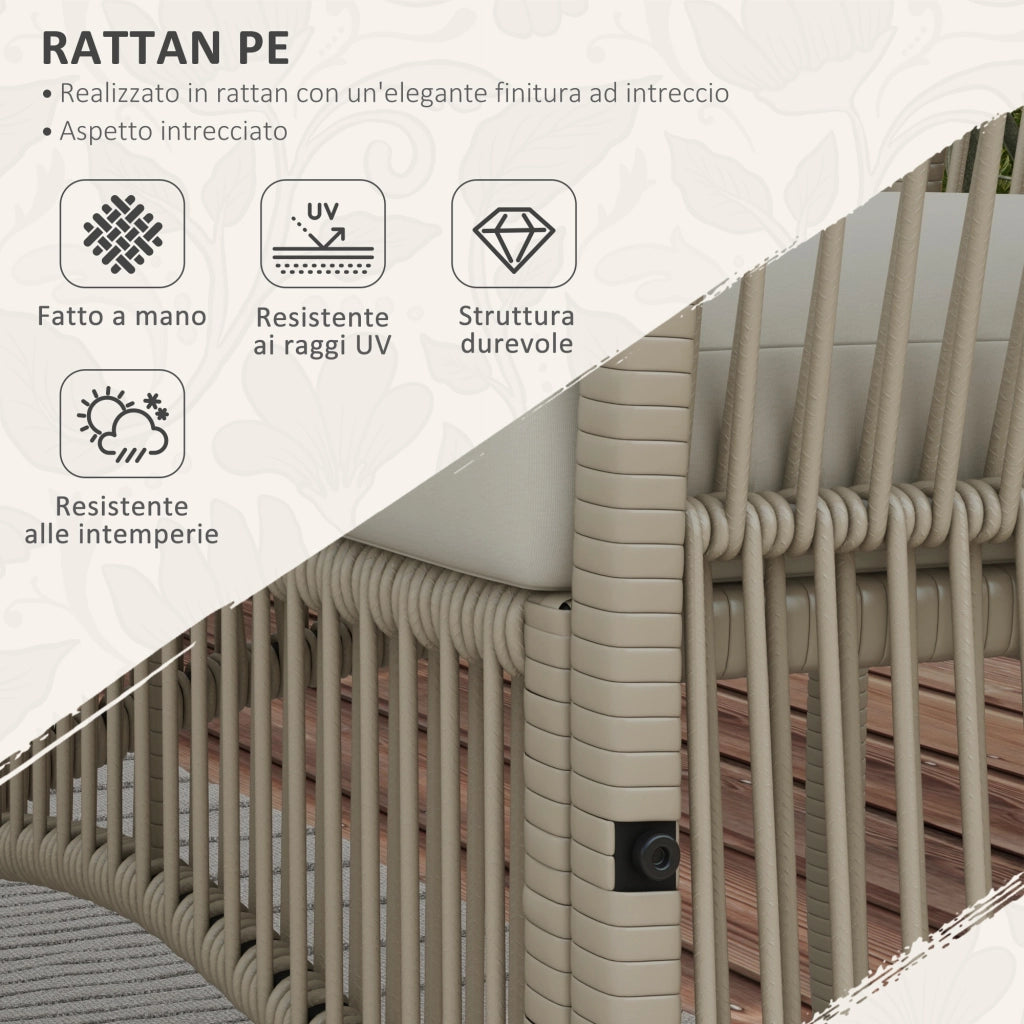 Set Giardino Poltroncine Divano Tavolino 4 Pezzi ¨C zephmum ¨C Rattan Kaki Nero