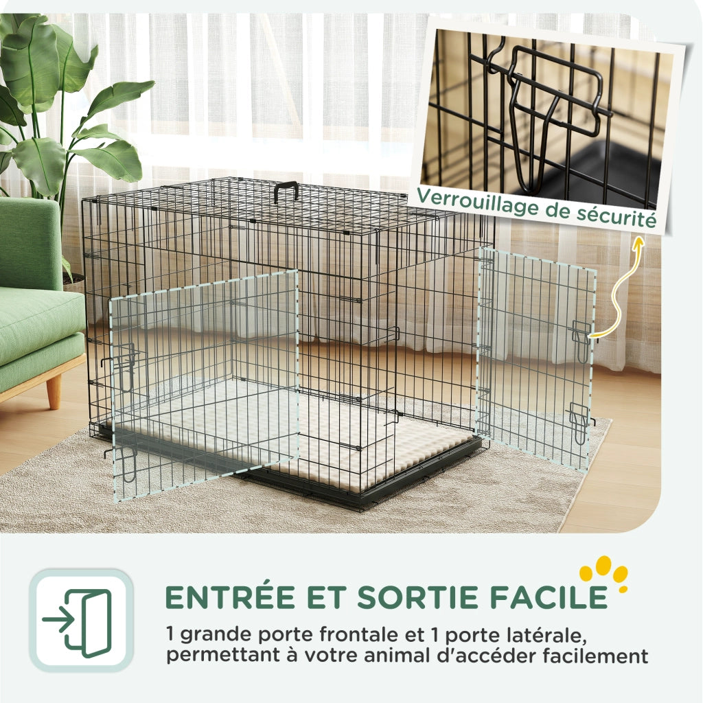 Casetta da trasporto per cani pieghevole con cuscino ¨C zephmum ¨C nero 105x70x75 cm