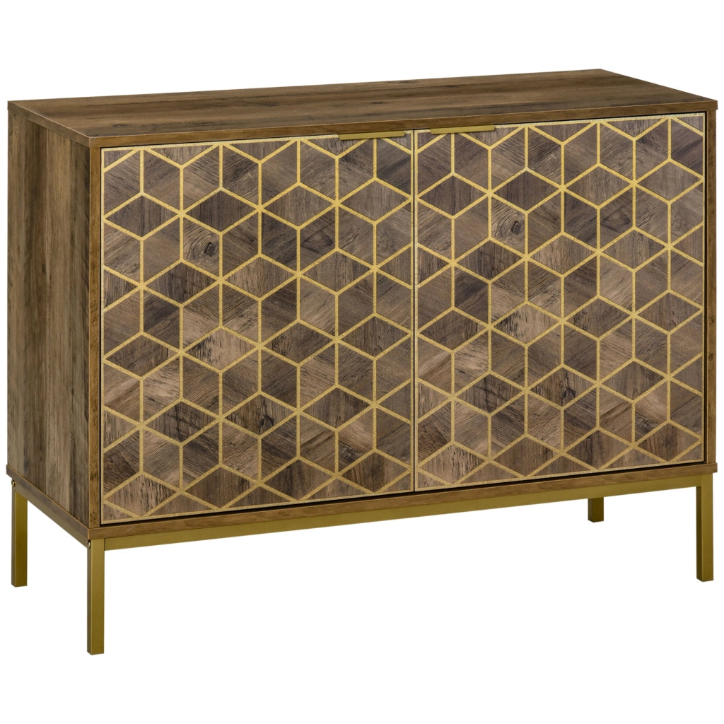 Mobile da Ingresso Moderno con Decori Dorati e Gambe in Acciaio, 99x39x75.5cm