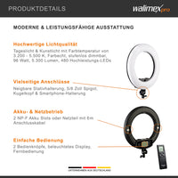 Ring light a LED Medow 960 Bi-Color, 3200-5500 K, Luce ad anello da 96 W per foto e video con telecomando, compatibile con treppiedi fotografici