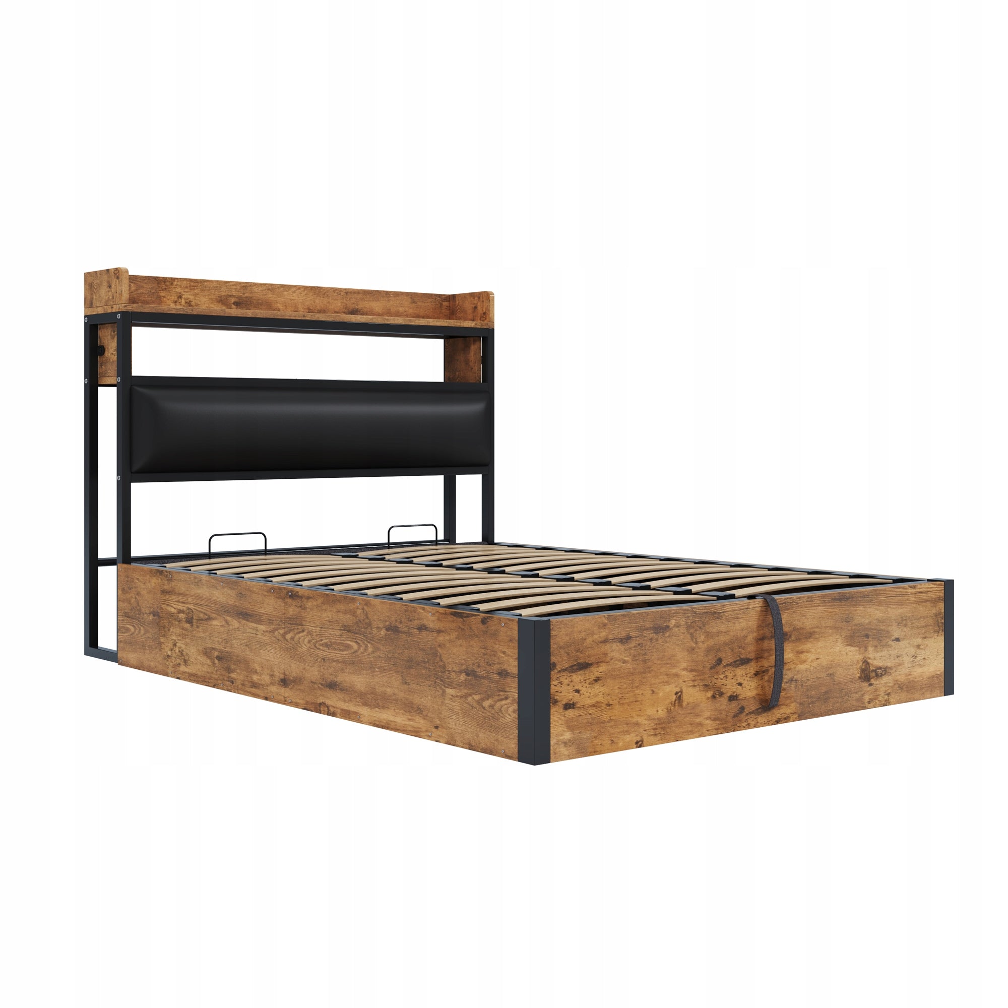 Letto singolo 140x200 - Xylo - Nero, meccanismo idraulico