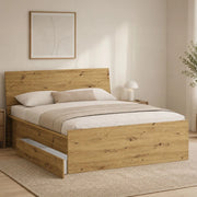 Letto Matrimoniale Lidati, Letto Matrimoniale Dimensione Materasso 160x200 cm, Marrone Rovere Nodi