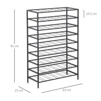Scaffale Portabottiglie 6 Bottiglie su 9 Livelli, Totale: 54 in Acciaio Resistente all'Umidità Salvaspazio Nero 63x25x91cm 90kg(intero)