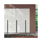 Armadio 6 ante battenti bianco portland e maniglie nero opaco Coco 276x60,3x250h