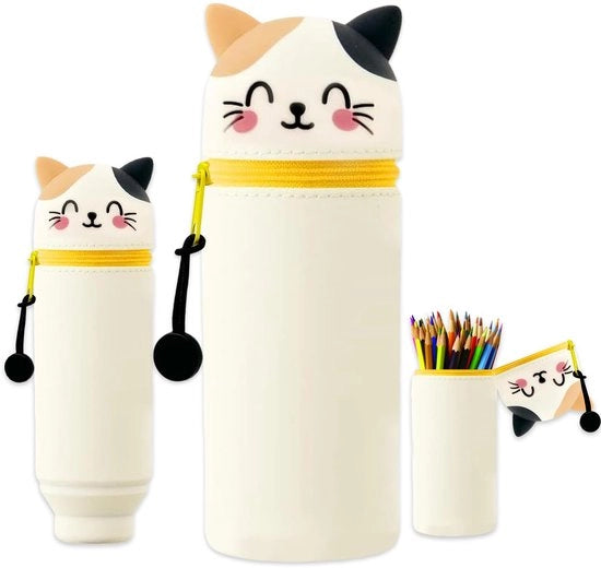 Etui in Silicone per Gatto, Ricettacolo per Animali, 2-in-1 Ricettacolo per Tavolo, Etui Cartoon, Ricettacolo per Gatto in Piedi, Etui in Silicone, per Scuola e Ufficio Casa