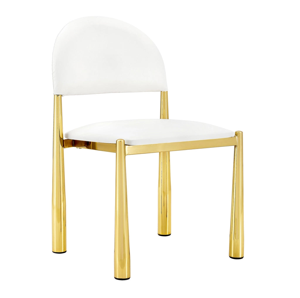 Sedia da pranzo con schienale semicircolare imbottito in PU bianco