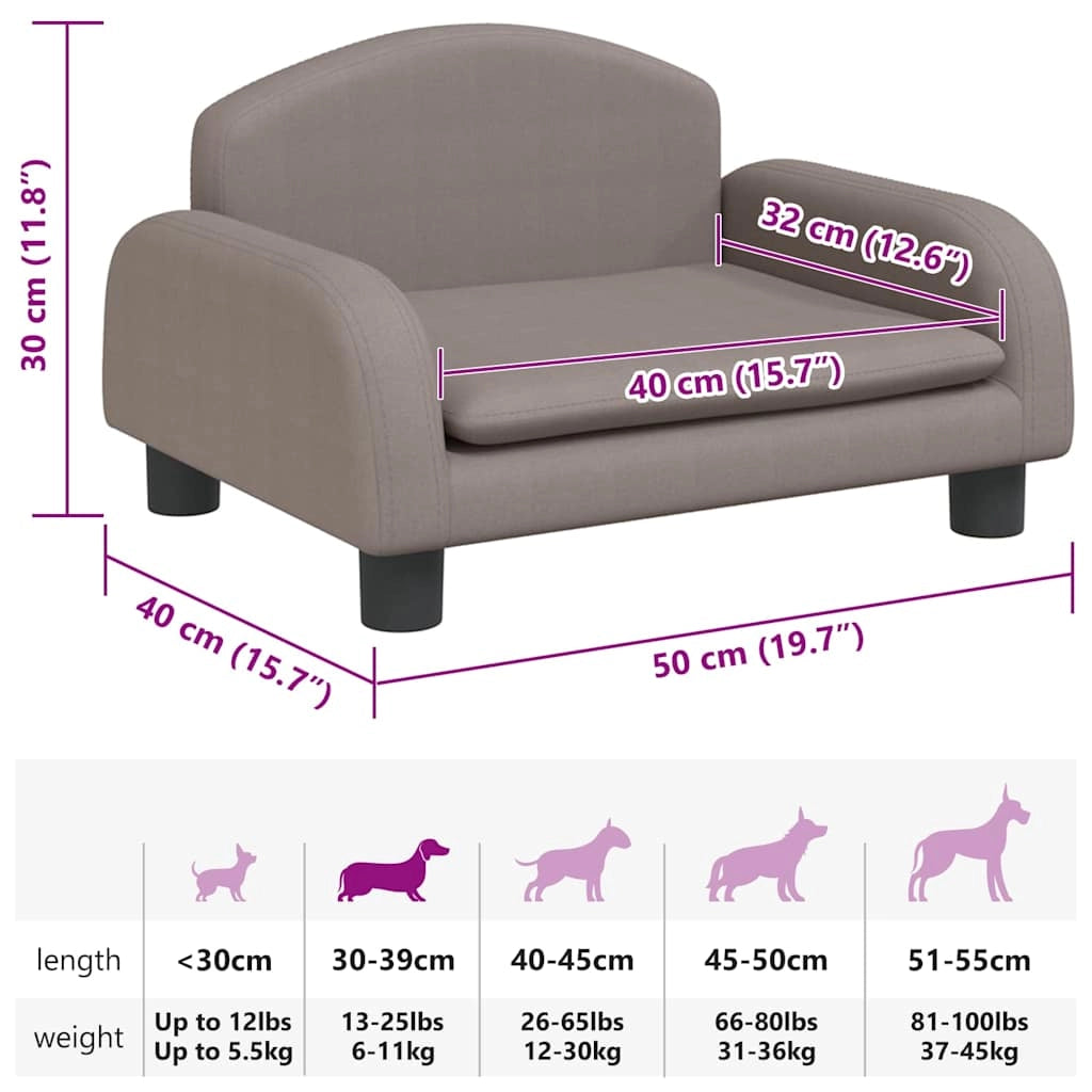 Cuccia per cani a forma di cesto comoda color tortora 50 x 40 x 30 cm tessuto color tortora 02_0043199