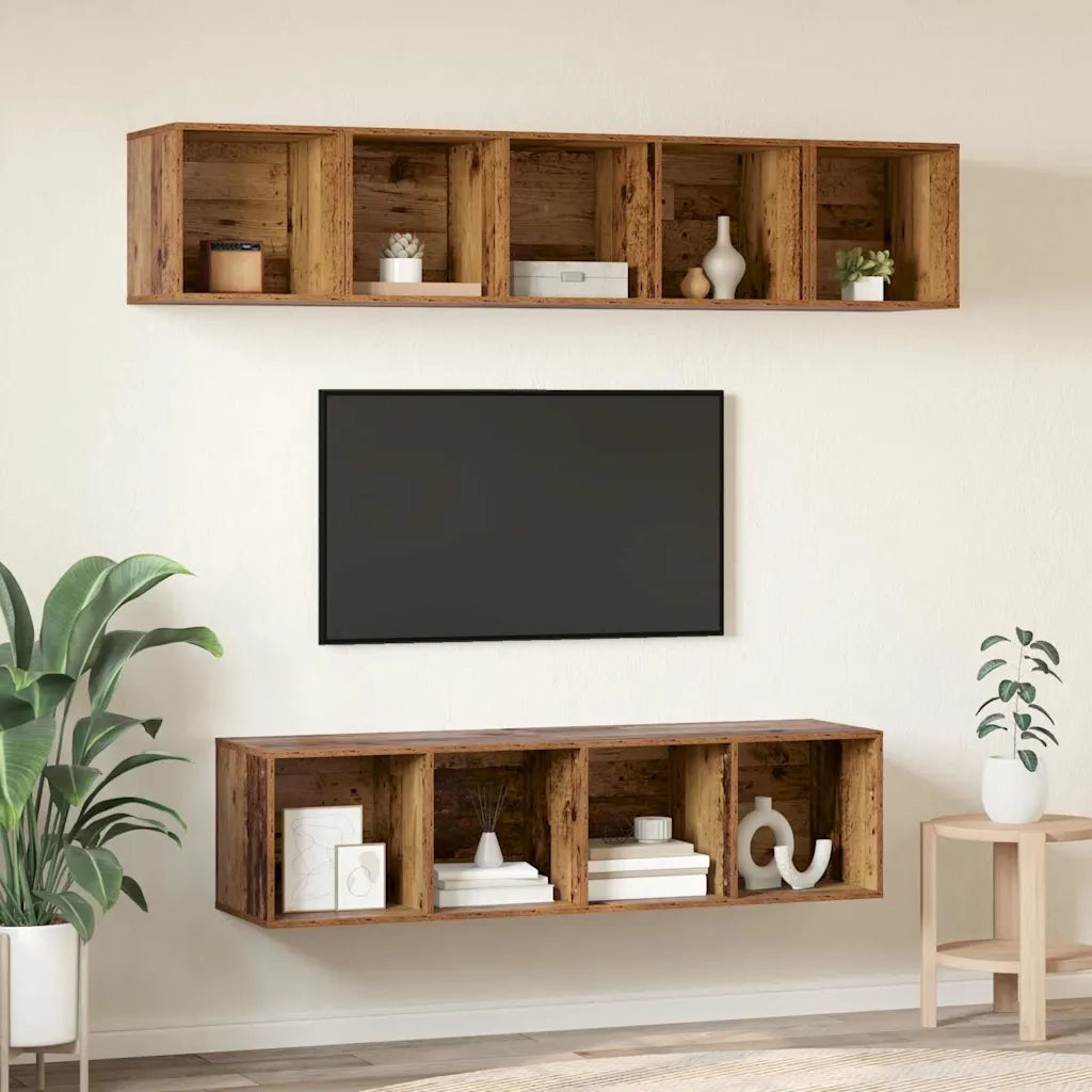 vidaXL Set mobile TV 4 pcs Legno vecchio 37 x 37 x 142.5 cm
