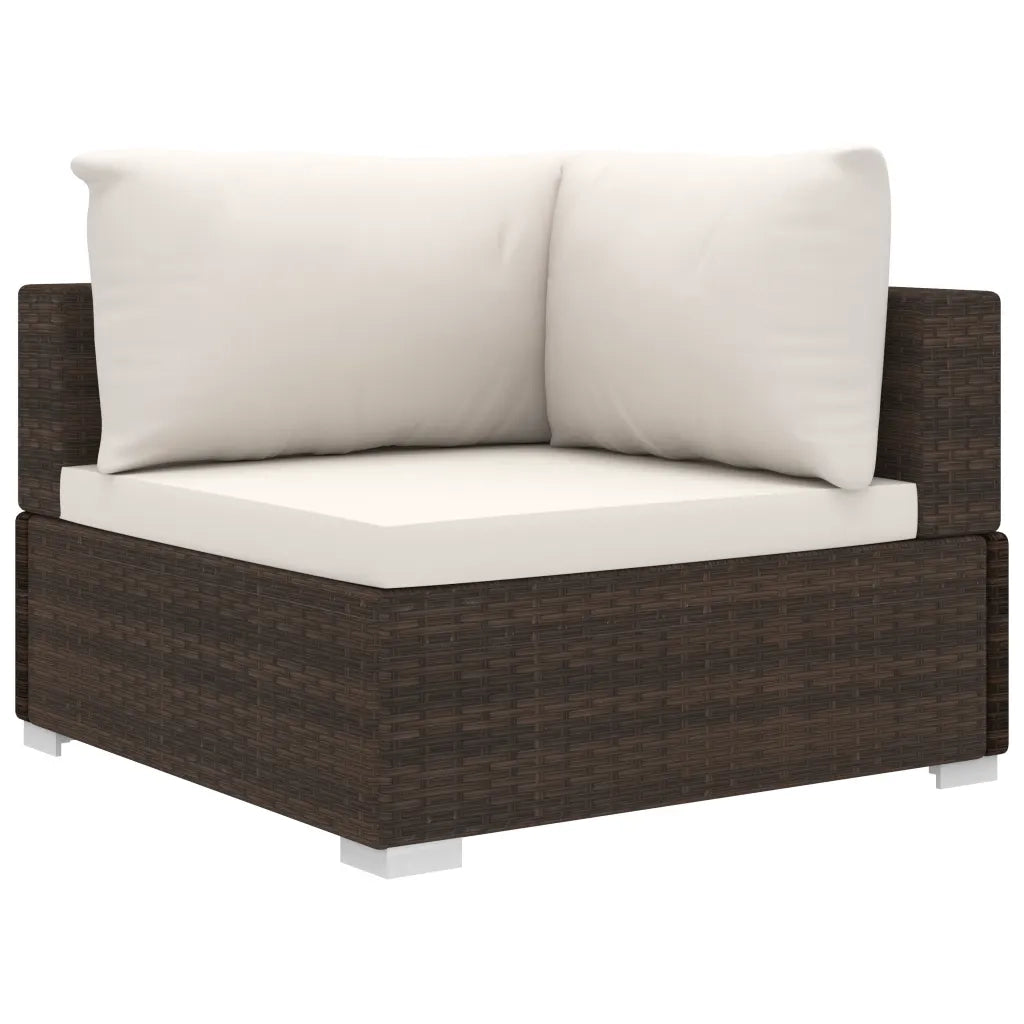 Set Divani da Giardino 10 pz con Cuscini in Polyrattan Marrone 46814