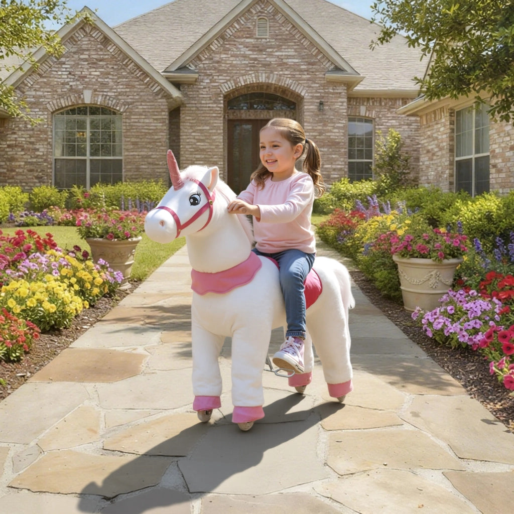 Cavallo a Dondolo per Bambini ¨C zephmum ¨C Bianco, Tessuto