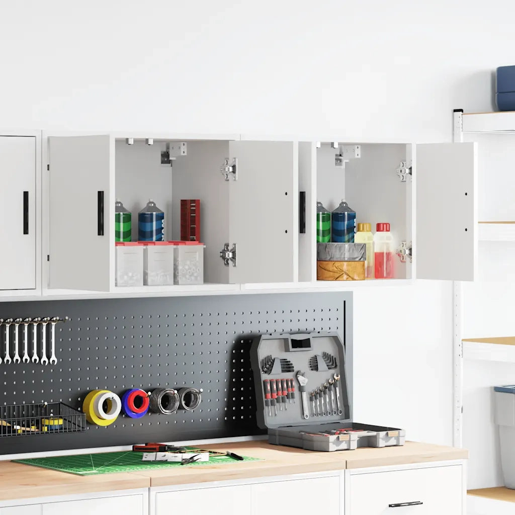 Pensili per Garage 2 pz Bianco in Legno Multistrato CFW5007127