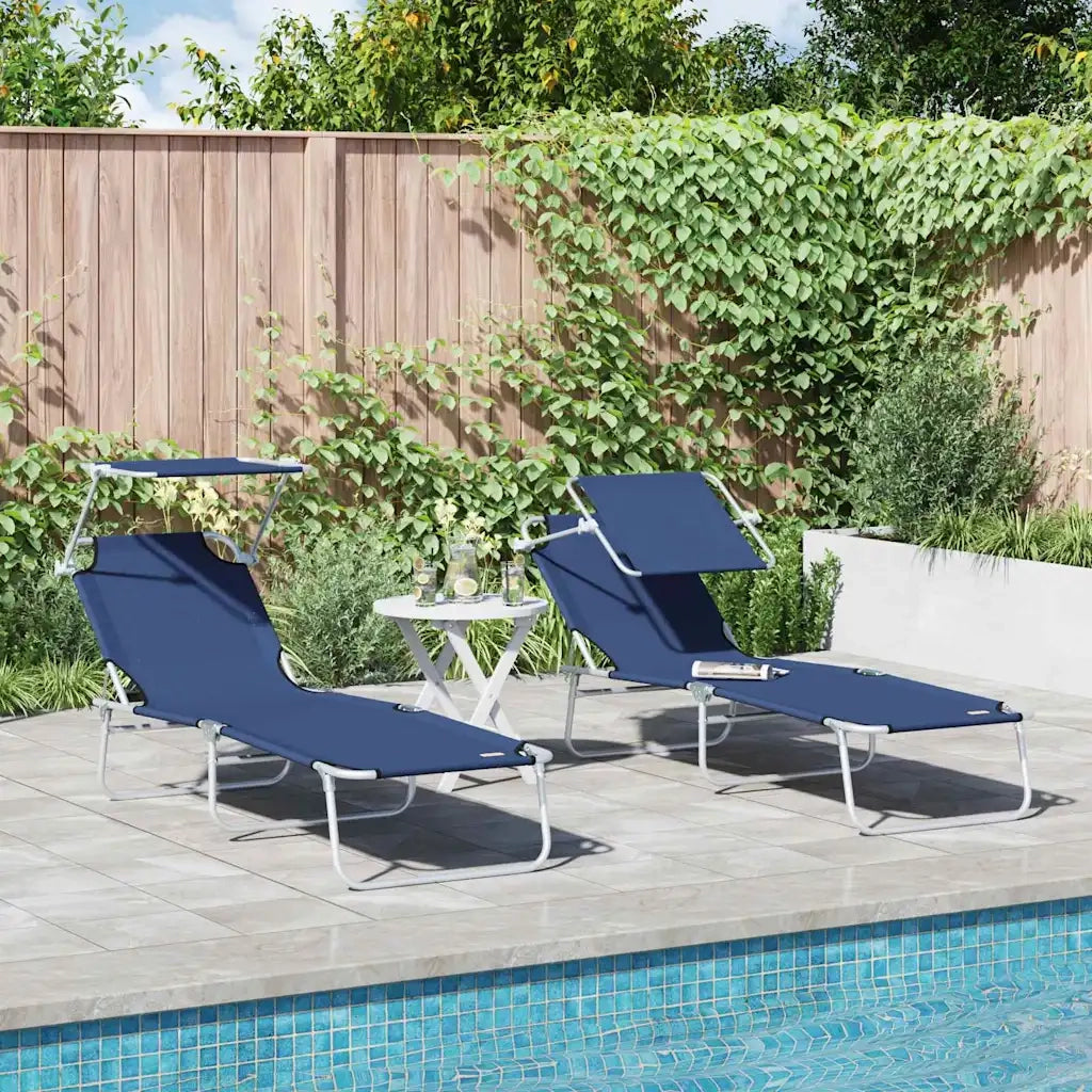 Lettino da sole 2 pcs Blu 58 x 188 x 77cm Poliestere 42003059