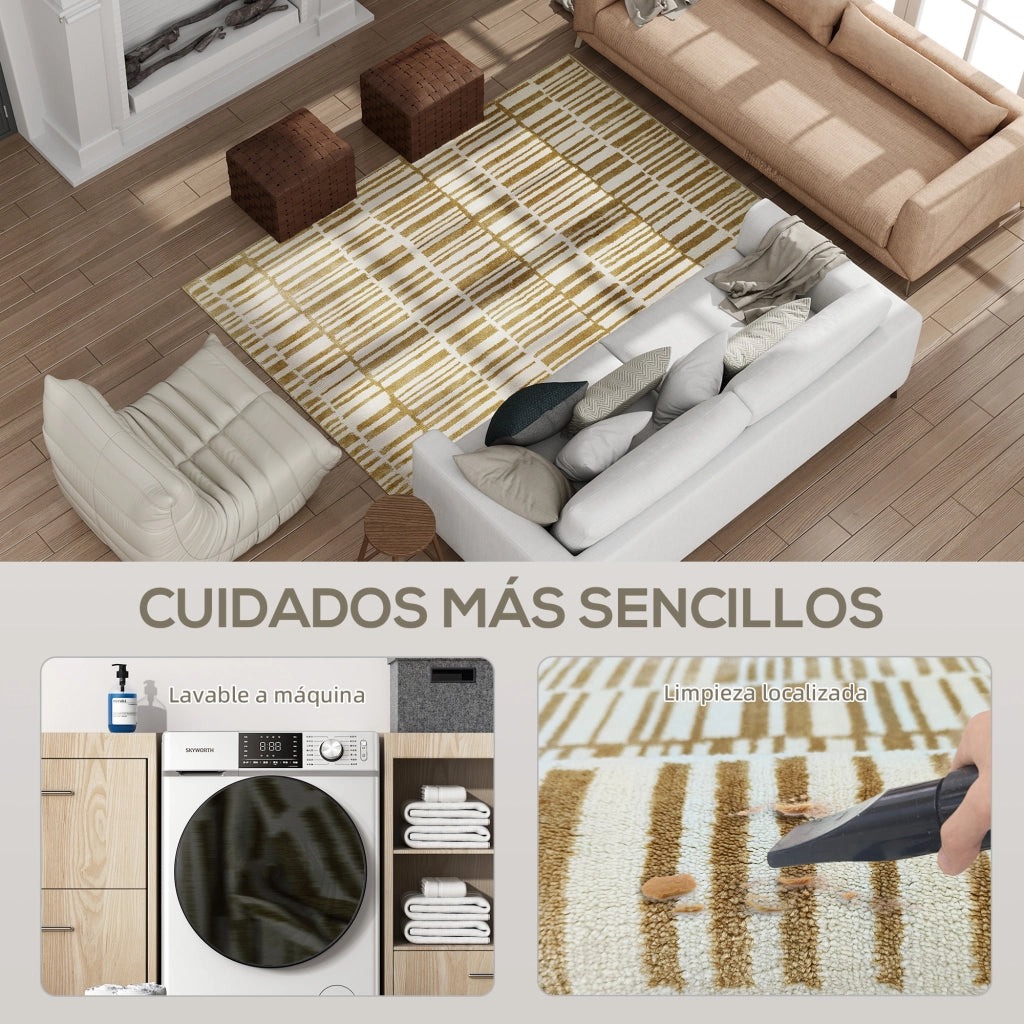 Tappeto Moderno Pelo Corto Lavabile ¨C zephmum ¨C 170x120 cm Crema