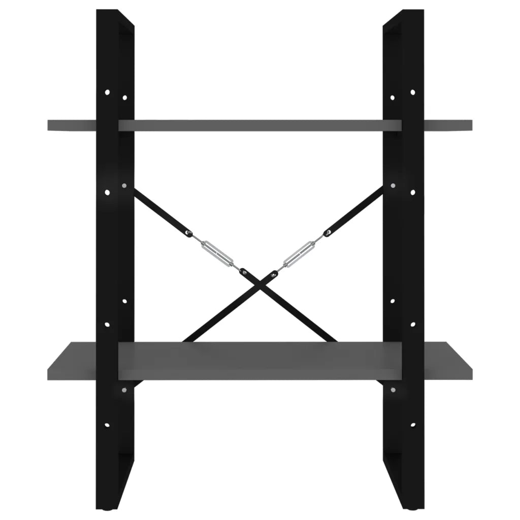 Libreria a 2 Ripiani-Scaffale per Libri-Mobile di Stoccaggio Grigia 60x30x70 cm in Legno Multistrato
